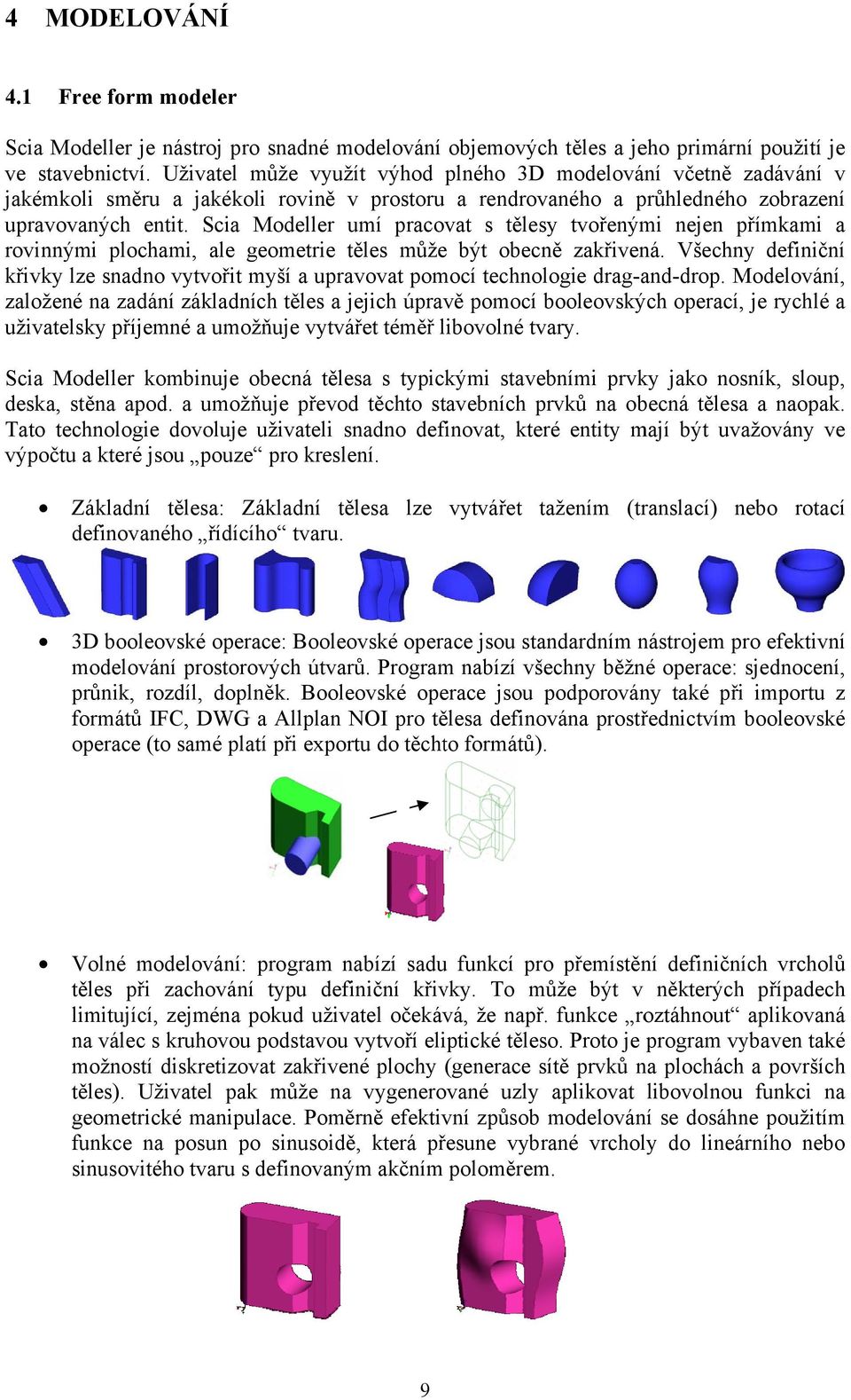 Scia Modeller umí pracovat s tělesy tvořenými nejen přímkami a rovinnými plochami, ale geometrie těles může být obecně zakřivená.