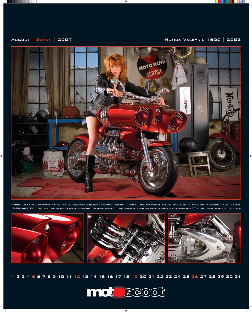 VALKYRIE Footrest and brake on needle bearings original design Handlebars and mirrors made of one piece of