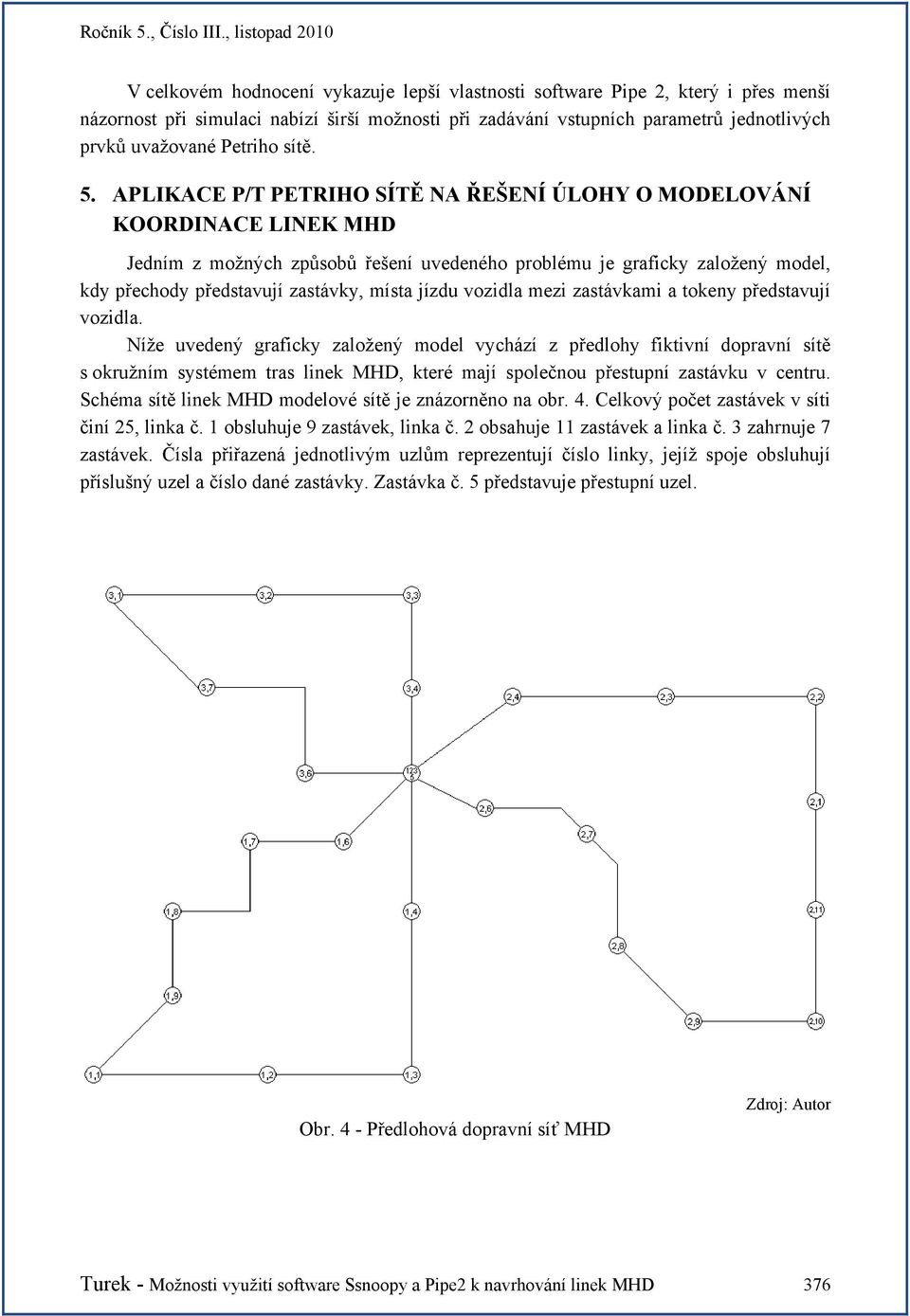 APLIKACE P/T PETRIHO SÍTĚ NA ŘEŠENÍ ÚLOHY O MODELOVÁNÍ KOORDINACE LINEK MHD Jedním z možných způsobů řešení uvedeného problému je graficky založený model, kdy přechody představují zastávky, místa