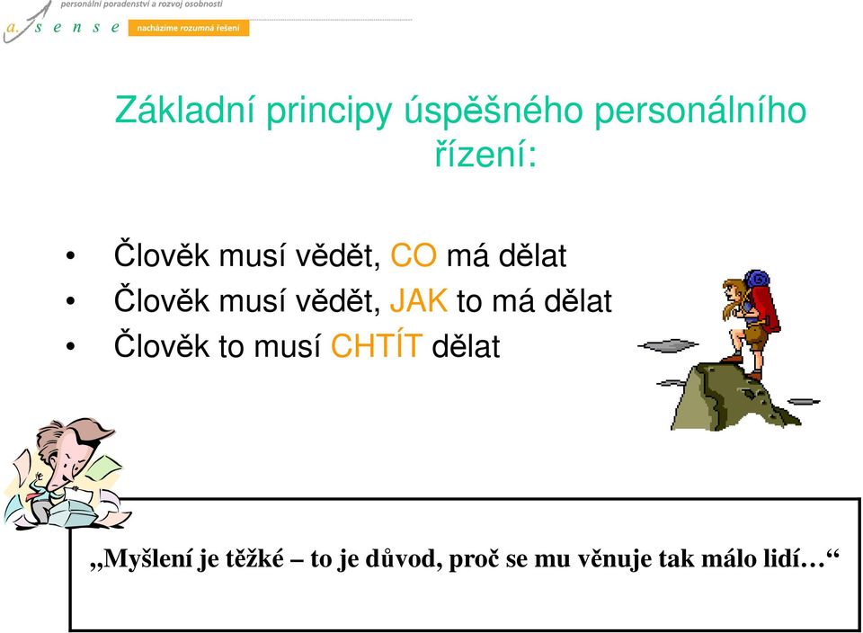 JAK to má dělat Člověk to musí CHTÍT dělat Myšlení