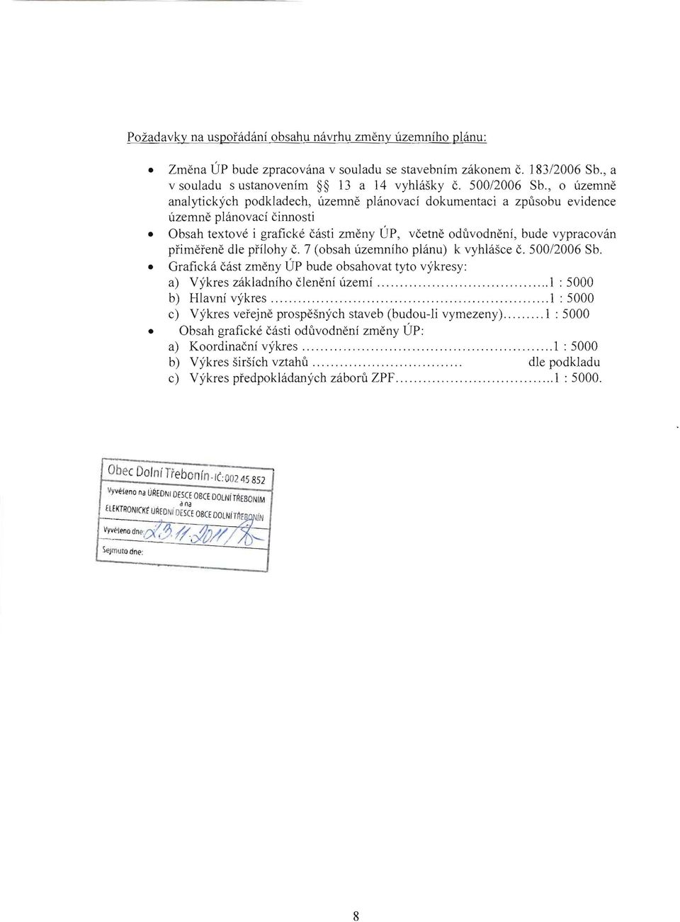 die pfilohy c. 7 (obsah uzernniho planu) k vyhlasce c. 500/2006 Sb. Graficka cast zrneny UP bude obsahovat tyto vykresy: a) Vykres zakladniho cleneni uzemi.