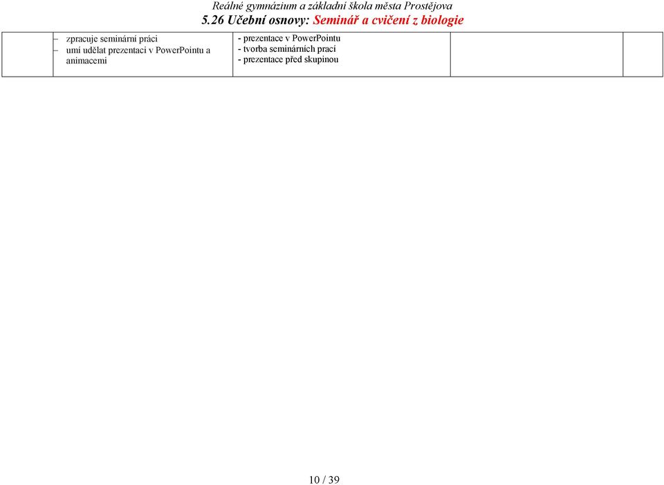 26 Učební osnovy: Seminář a cvičení z biologie - prezentace v