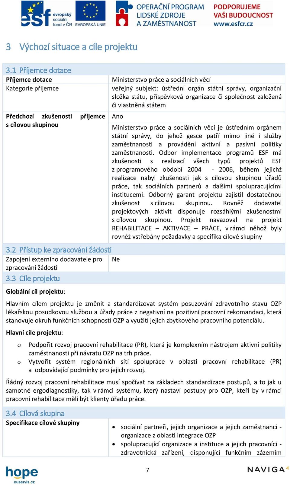 složka státu, příspěvková organizace či společnost založená či vlastněná státem Ano 3.2 Přístup ke zpracování žádosti Zapojení externího dodavatele pro Ne zpracování žádosti 3.