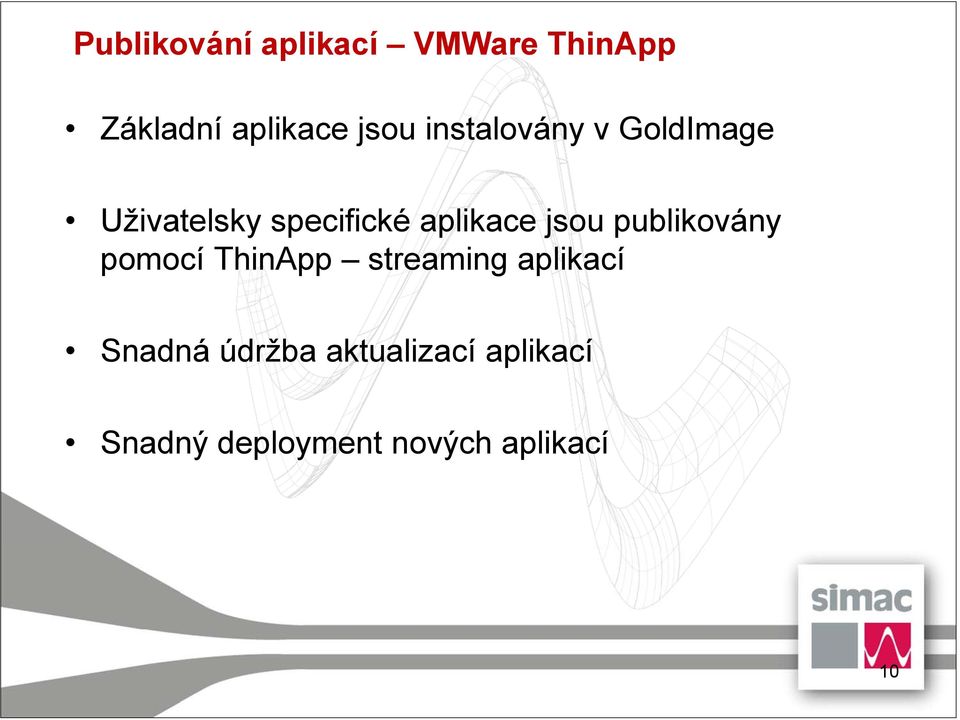 jsou publikovány pomocí ThinApp streaming aplikací Snadná