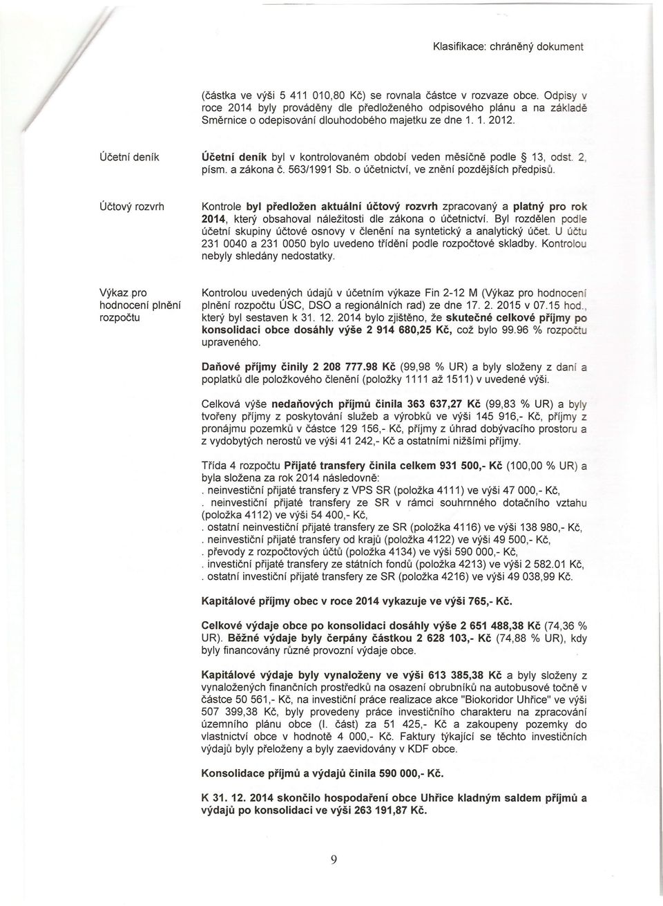 Účetní deník Účetní deník byl v kontrolovaném období veden měsíčně podle 13, odst. 2, písmo a zákona Č. 563/1991 Sb. o účetnictví, ve znění pozdějších předpisů.