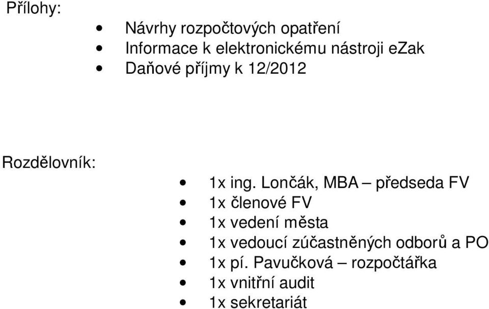 Lončák, MBA předseda FV 1x členové FV 1x vedení města 1x vedoucí