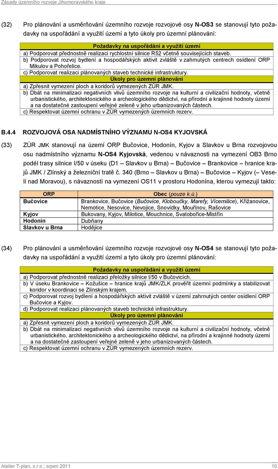 a) Zpřesnit vymezení ploch a koridorů vymezených ZÚR JMK. c) Respektovat územní ochranu v ZÚR vymezených územních rezerv. B.4.