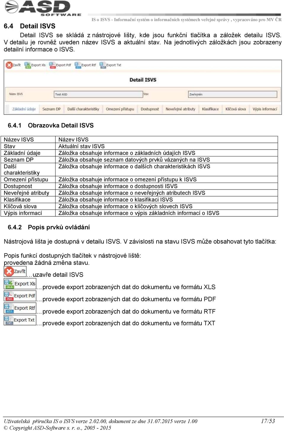 1 Obrazovka Detail ISVS Název ISVS Stav Základní údaje Seznam DP Další charakteristiky Omezení přístupu Dostupnost Neveřejné atributy Klasifikace Klíčová slova Výpis informací Název ISVS Aktuální
