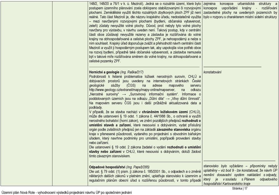 Tato část Mezirolí je, dle názoru krajského úřadu, nedostatečně využita mezi navrženými rozvojovými plochami (bydlení, občanská vybavenost, zeleň) zůstaly nevyužité volné plochy.