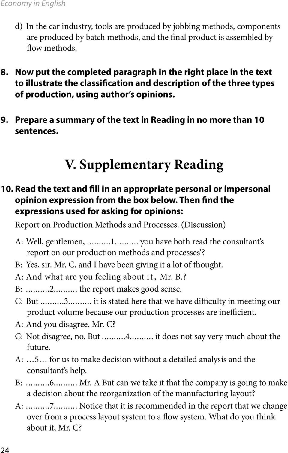 Prepare a summary of the text in Reading in no more than 10 sentences. V. Supplementary Reading 10.