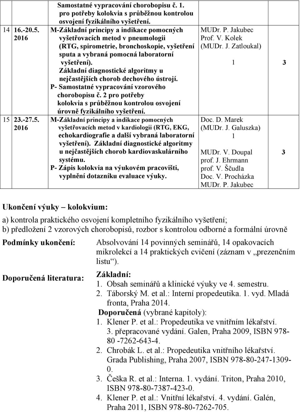 Základní diagnostické algoritmy u nejčastějších chorob dechového ústrojí. P- Samostatné vypracování vzorového chorobopisu č.