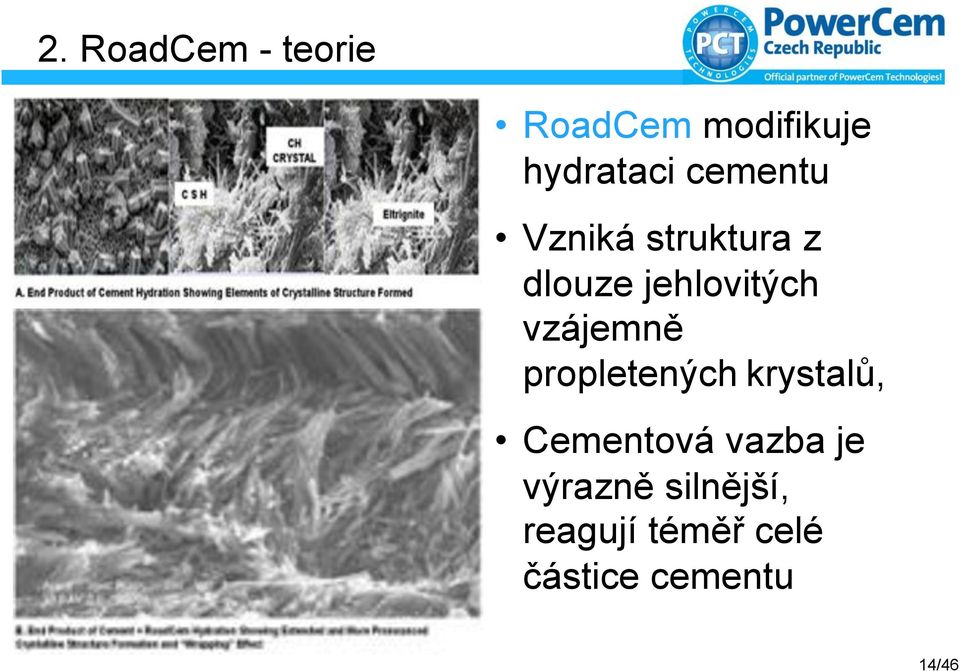 vzájemně propletených krystalů, Cementová vazba je