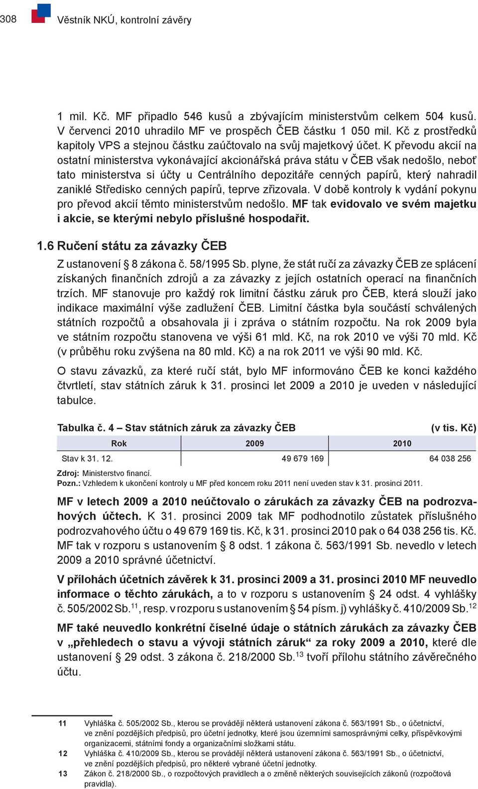 K převodu akcií na ostatní ministerstva vykonávající akcionářská práva státu v ČEB však nedošlo, neboť tato ministerstva si účty u Centrálního depozitáře cenných papírů, který nahradil zaniklé