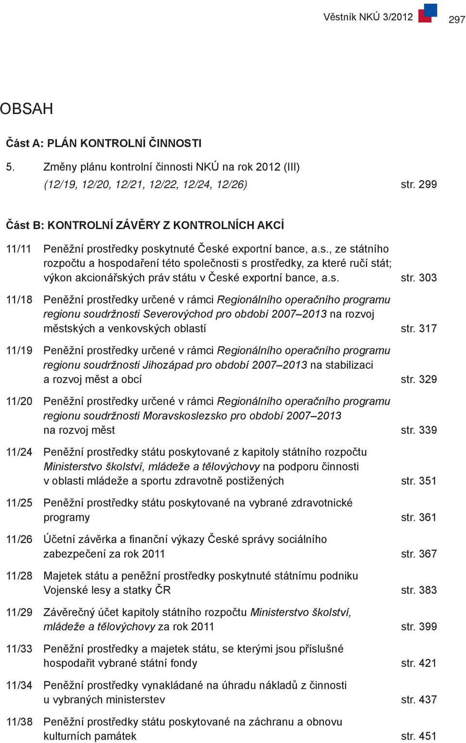 s. str. 303 11/18 Peněžní prostředky určené v rámci Regionálního operačního programu regionu soudržnosti Severovýchod pro období 2007 2013 na rozvoj městských a venkovských oblastí str.