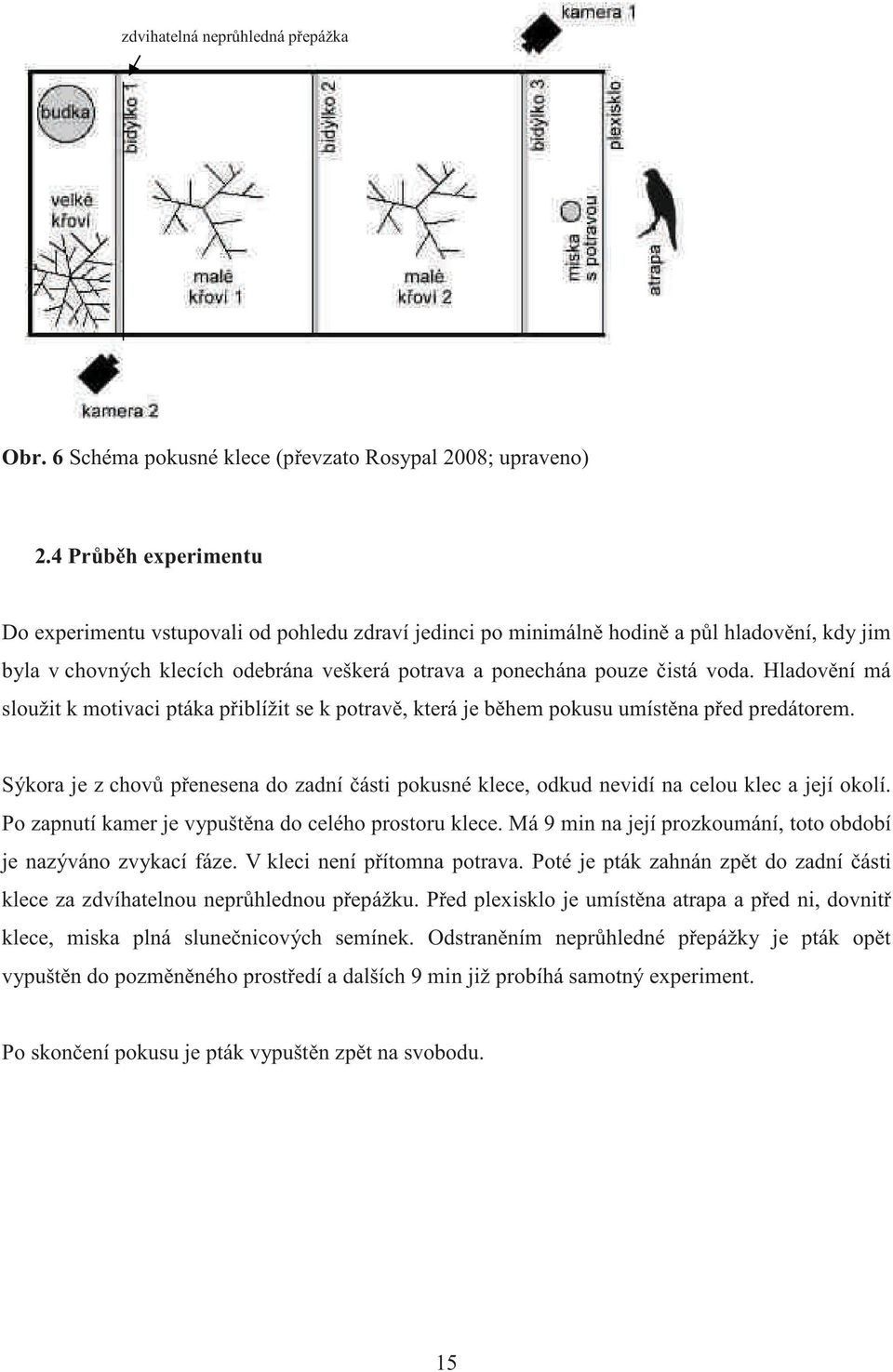 Hladov ní má sloužit k motivaci ptáka p iblížit se k potrav, která je b hem pokusu umíst na p ed predátorem.