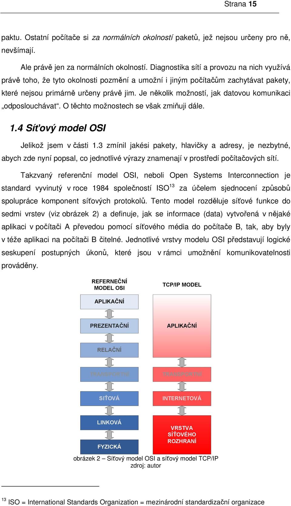 Je několik možností, jak datovou komunikaci odposlouchávat. O těchto možnostech se však zmiňuji dále. 1.4 Síťový model OSI Jelikož jsem v části 1.