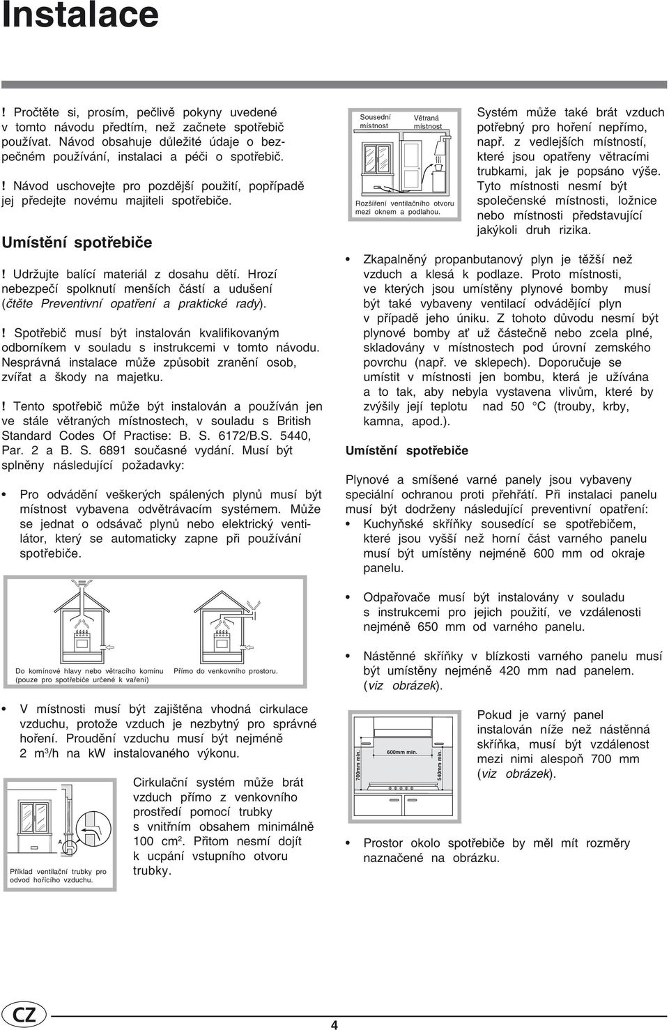 Hrozí nebezpečí spolknutí menších částí a udušení (čtěte Preventivní opatření a praktické rady).! Spotřebič musí být instalován kvalifikovaným odborníkem v souladu s instrukcemi v tomto návodu.