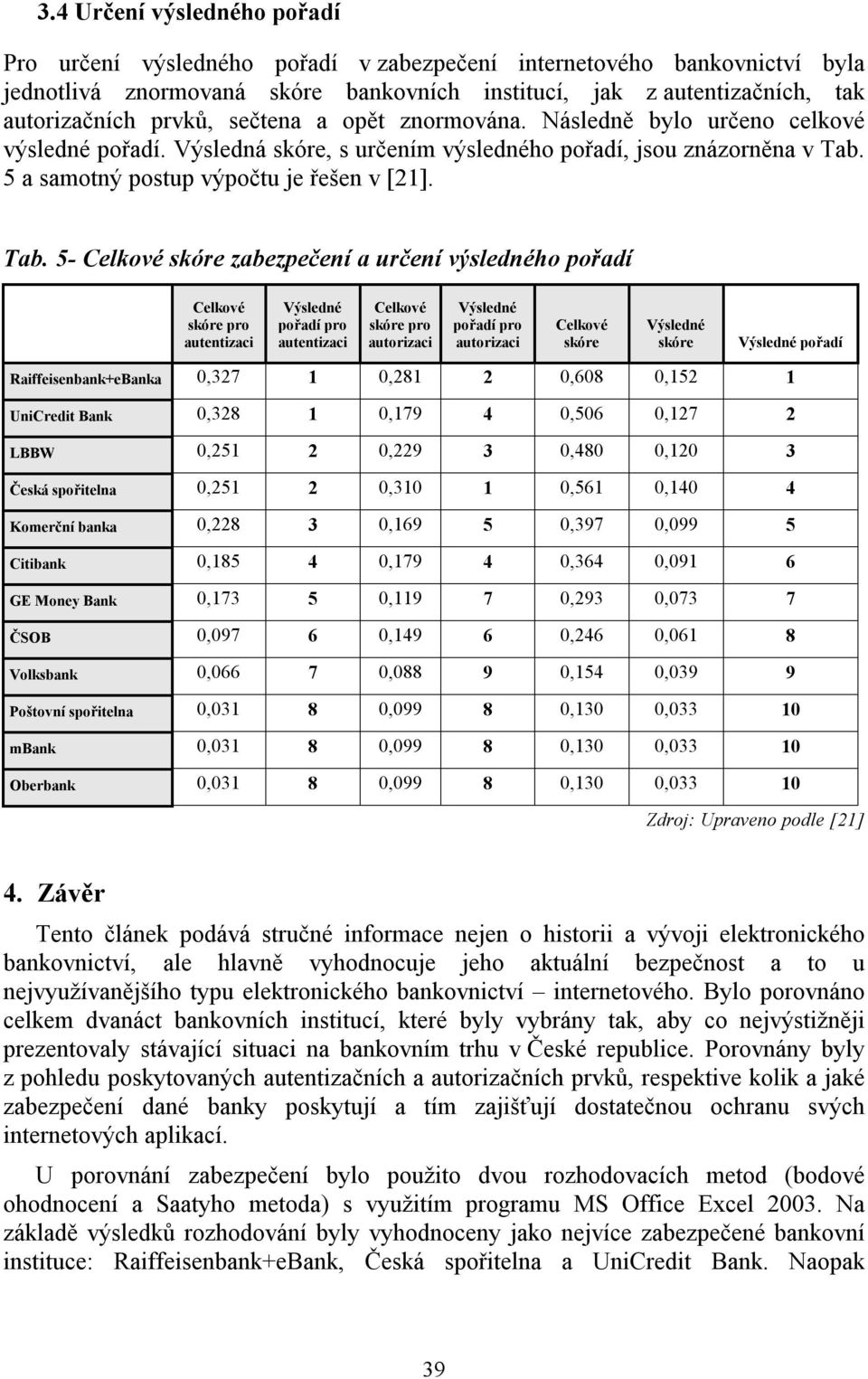 5 a samotný postup výpočtu je řešen v [21]. Tab.