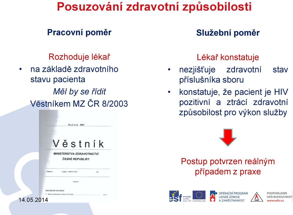 konstatuje nezjišťuje zdravotní stav příslušníka sboru konstatuje, že pacient je HIV