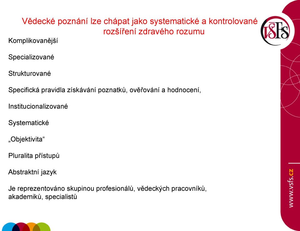 ověřování a hodnocení, Institucionalizované Systematické Objektivita Pluralita přístupů