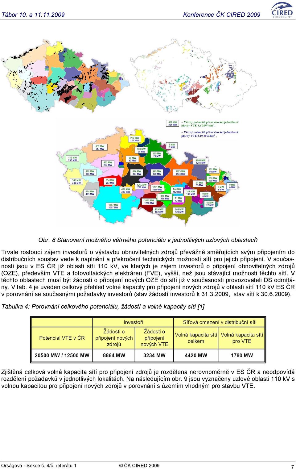 V současnosti jsou v ES ČR již oblasti sítí 110 kv, ve kterých je zájem investorů o připojení obnovitelných zdrojů (OZE), především VTE a fotovoltaických elektráren (FVE), vyšší, než jsou stávající