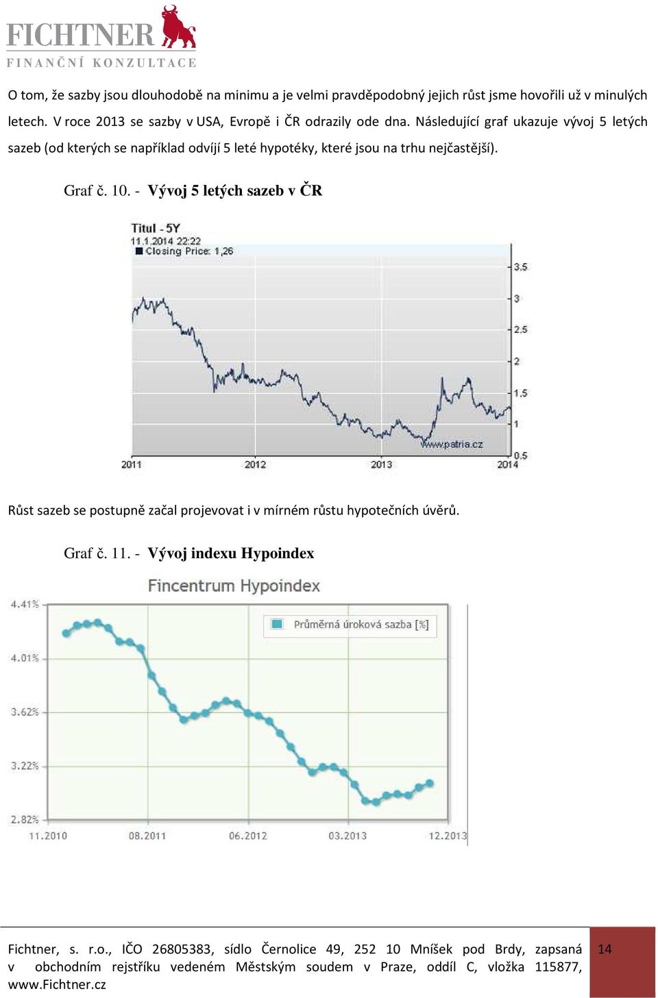 Následující graf ukazuje vývoj 5 letých sazeb (od kterých se například odvíjí 5 leté hypotéky, které jsou na trhu