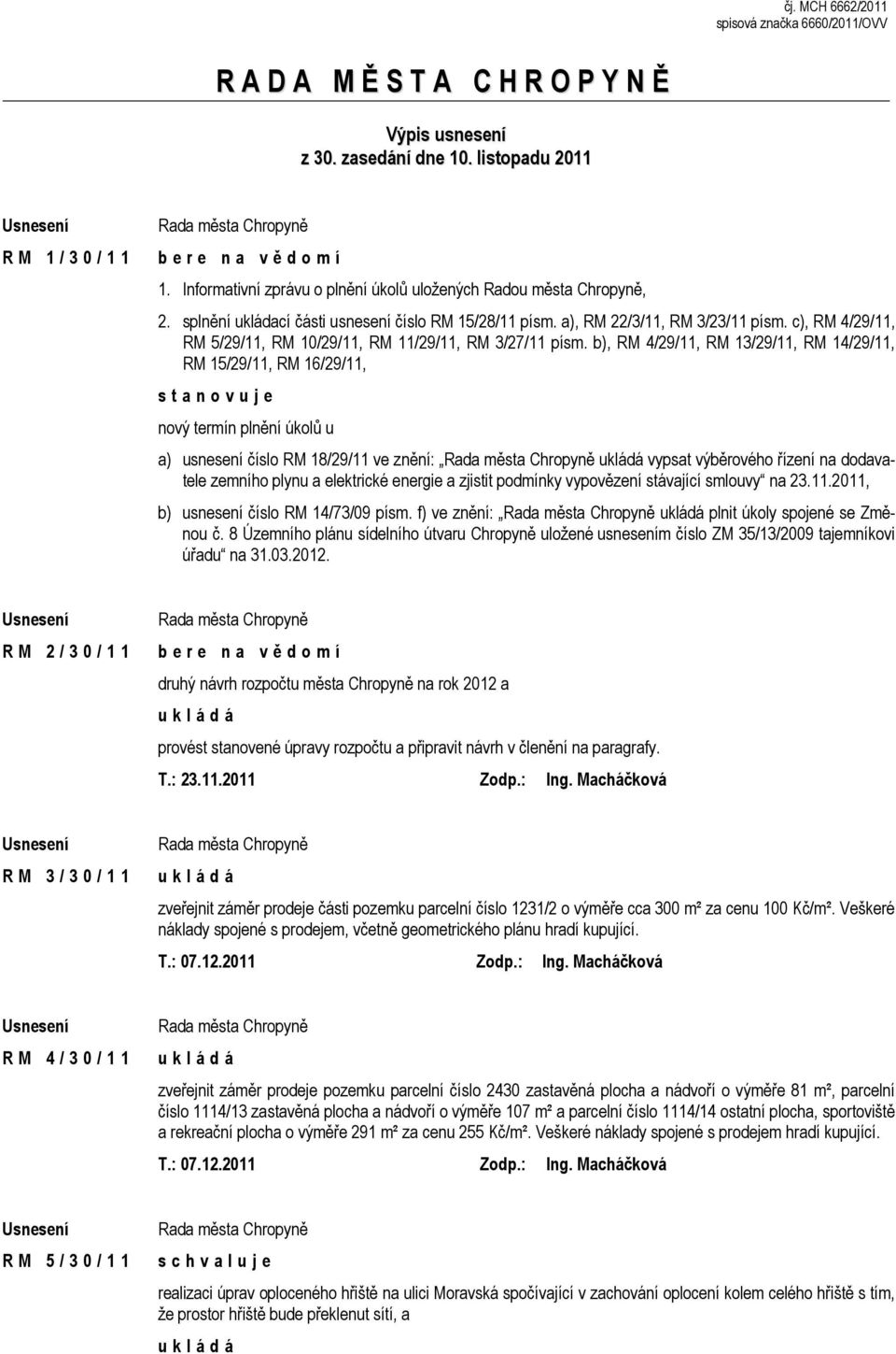 c), RM 4/29/11, RM 5/29/11, RM 10/29/11, RM 11/29/11, RM 3/27/11 písm.