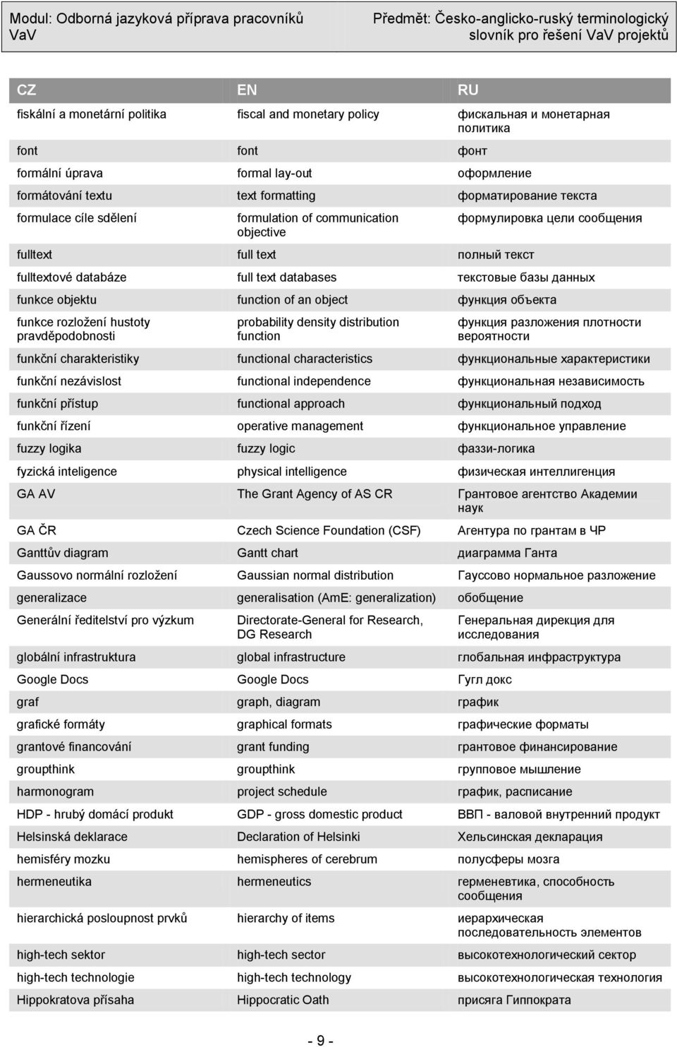 данных funkce objektu function of an object функция объекта funkce rozložení hustoty pravděpodobnosti probability density distribution function функция разложения плотности вероятности funkční