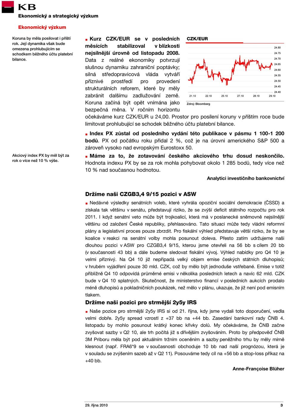 65 slušnou dynamiku zahraniční poptávky; 24.60 silná středopravicová vláda vytváří 24.55 příznivé prostředí pro provedení 24.50 24.45 strukturálních reforem, které by měly 24.