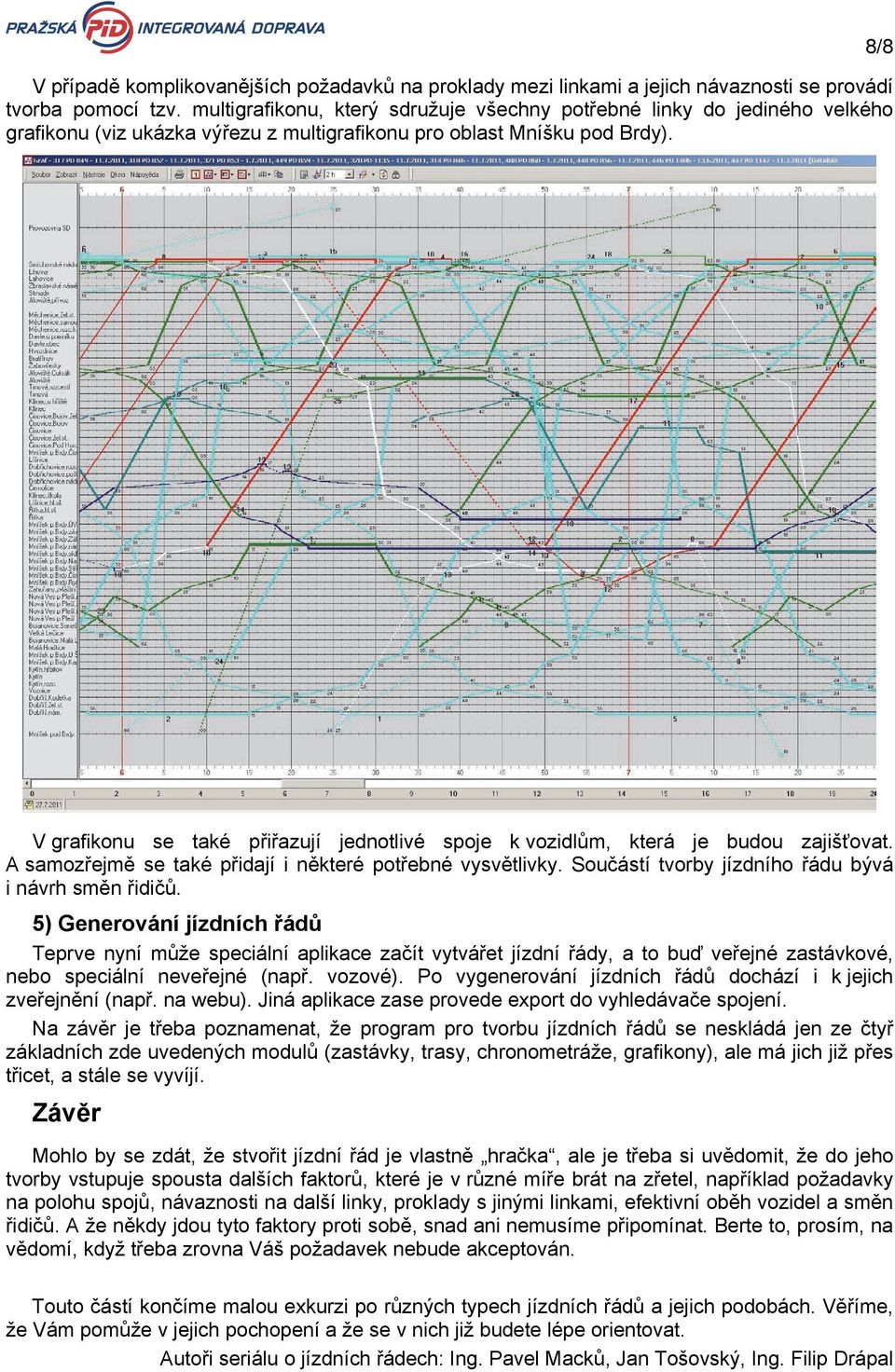 8/8 V grafikonu se také přiřazují jednotlivé spoje k vozidlům, která je budou zajišťovat. A samozřejmě se také přidají i některé potřebné vysvětlivky.