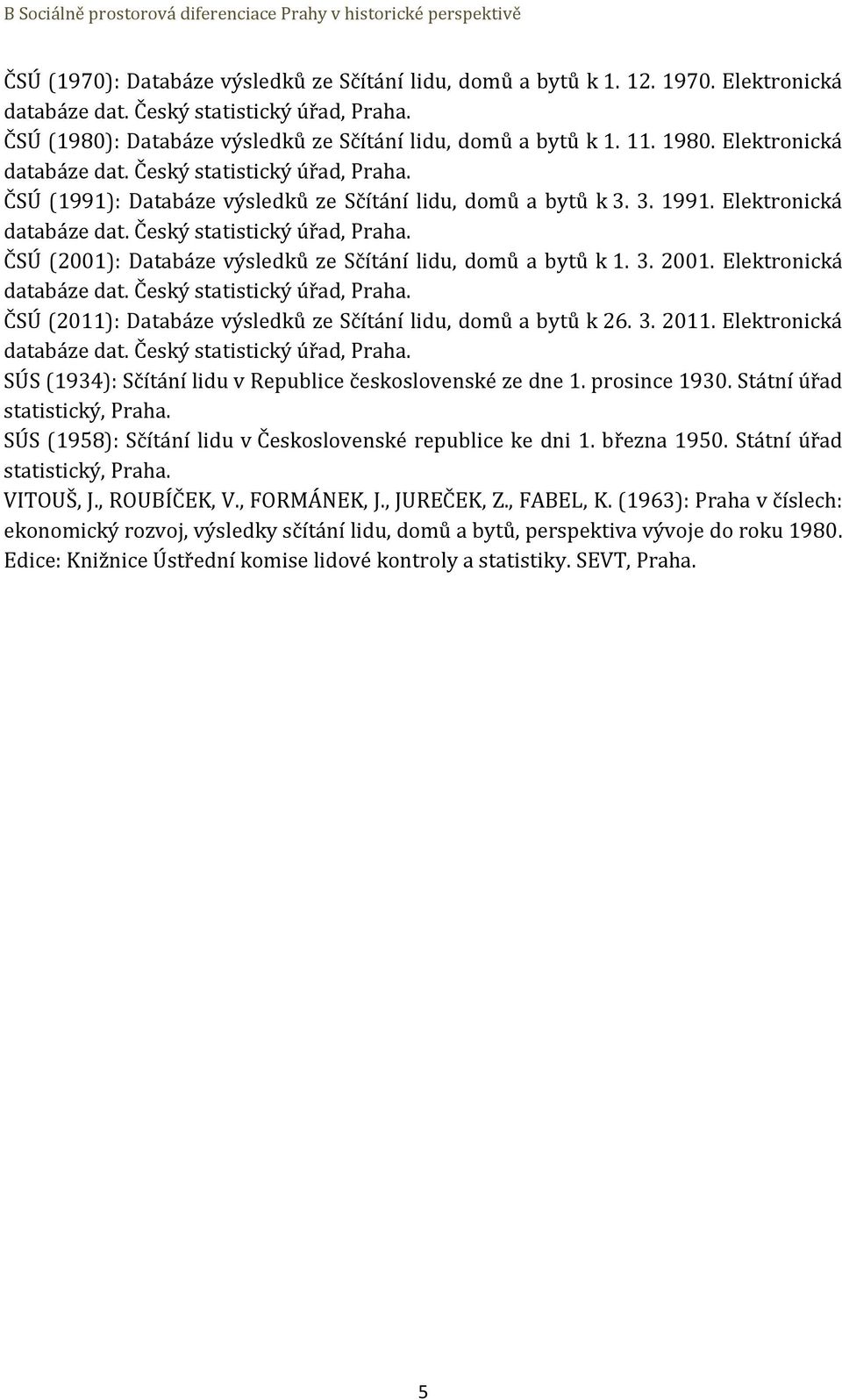 Elektronická ČSÚ (2011): Databáze výsledků ze Sčítání lidu, domů a bytů k 26. 3. 2011. Elektronická SÚS (1934): Sčítání lidu v Republice československé ze dne 1. prosince 1930.