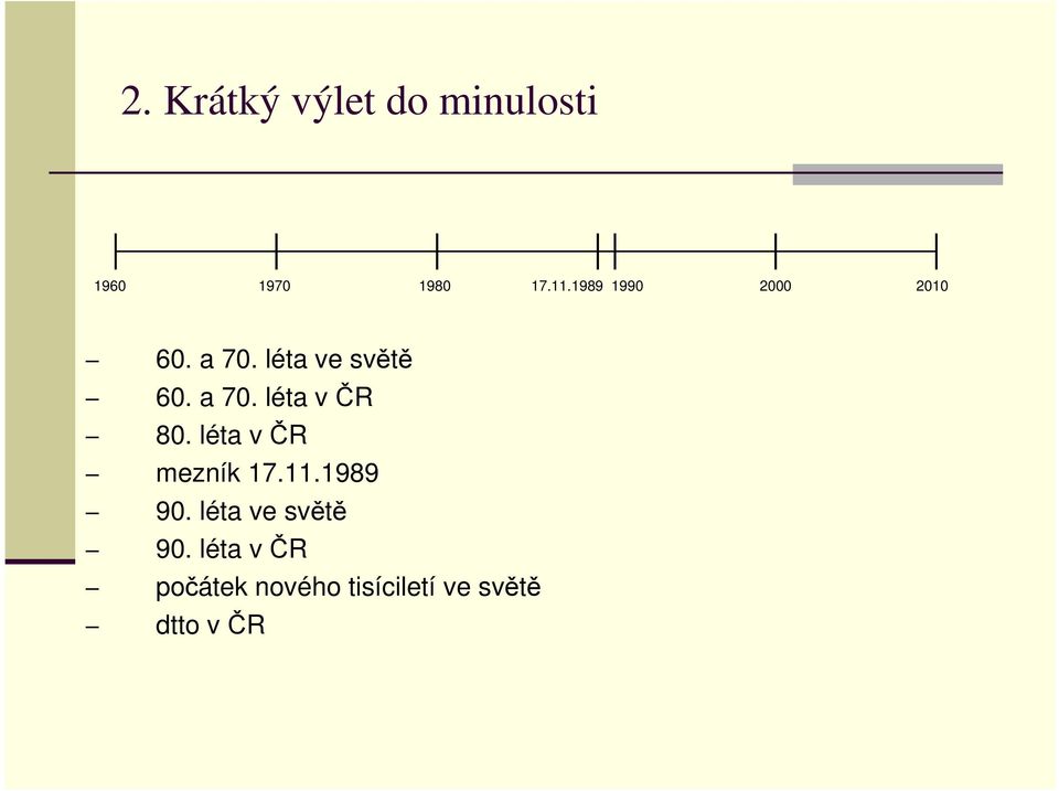 léta v ČR mezník 17.11.1989 90. léta ve světě 90.