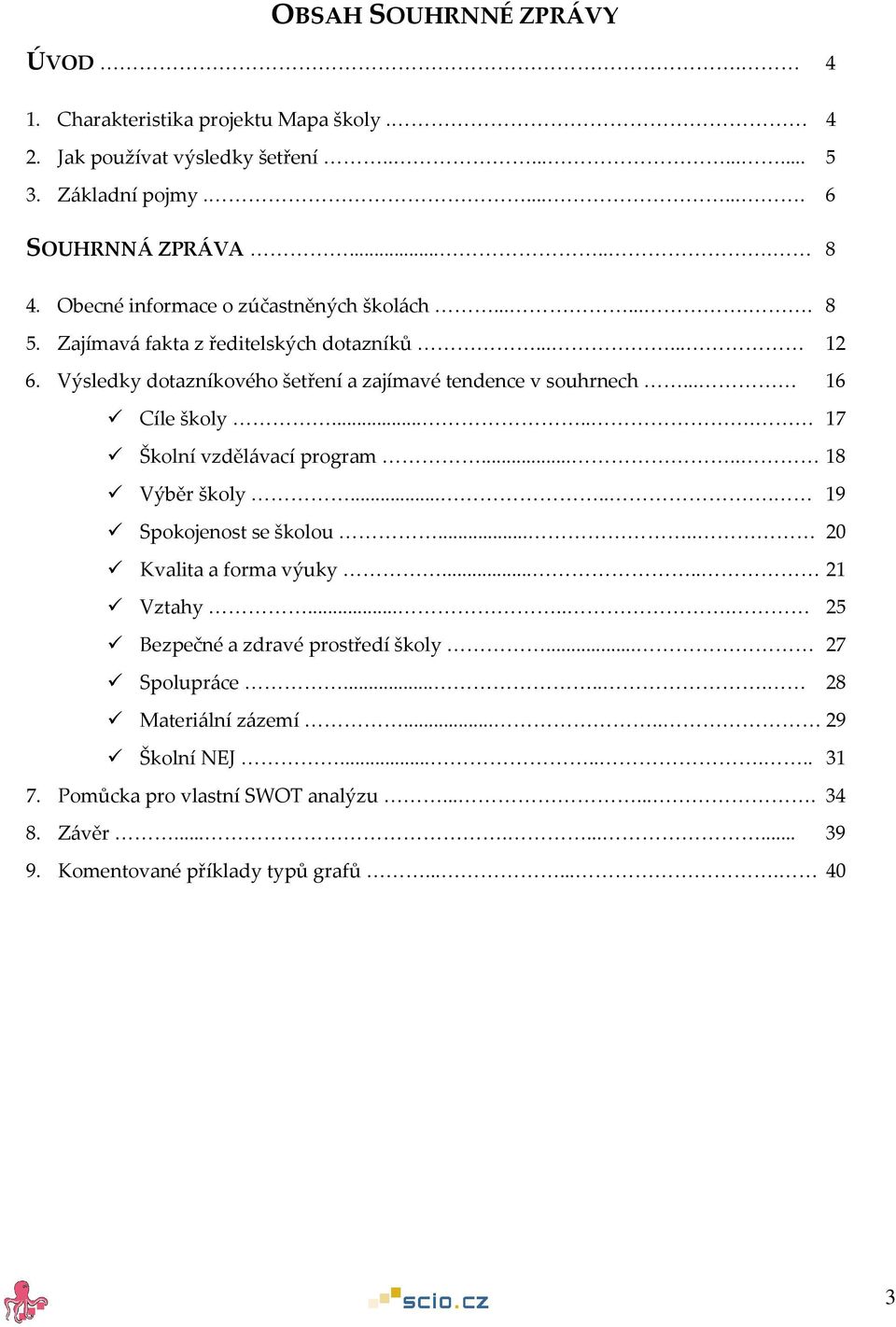 .. 16 Cíle školy...... 17 Školní vzdělávací program..... 18 Výběr školy...... 19 Spokojenost se školou..... 20 Kvalita a forma výuky..... 21 Vztahy.