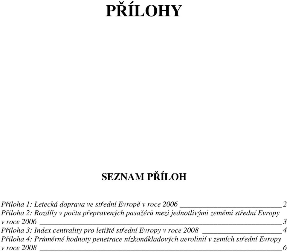 2006 3 Příloha 3: Index centrality pro letiště střední Evropy v roce 2008 4 Příloha 4: