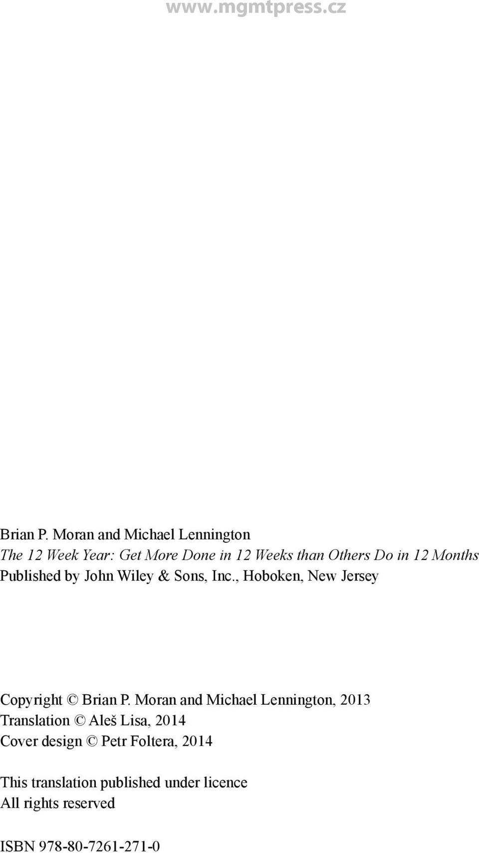 12 Months Published by John Wiley & Sons, Inc.