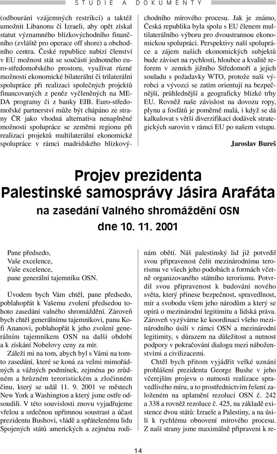 České republice nabízí členství v EU možnost stát se součástí jednotného euro-středomořského prostoru, využívat různé možnosti ekonomické bilaterální či trilaterální spolupráce při realizaci