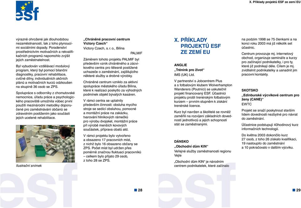 Byl vybudován vzdělávací modulový program, který byl pomocí bilanční diagnostiky, pracovní rehabilitace, cvičné dílny, individuálních akčních plánů a motivačních kurzů odzkoušen na skupině 36 osob se