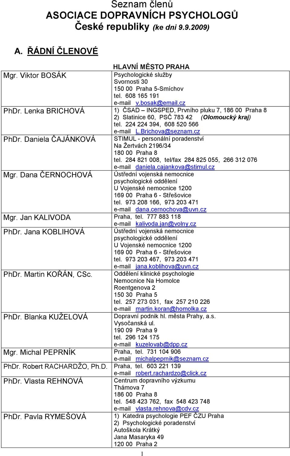 Brichova@seznam.cz PhDr. Daniela ČAJÁNKOVÁ STIMUL - personální poradenství Na Ţertvách 2196/34 180 00 Praha 8 tel. 284 821 008, tel/fax 284 825 055, 266 312 076 e-mail daniela.cajankova@stimul.cz Mgr.