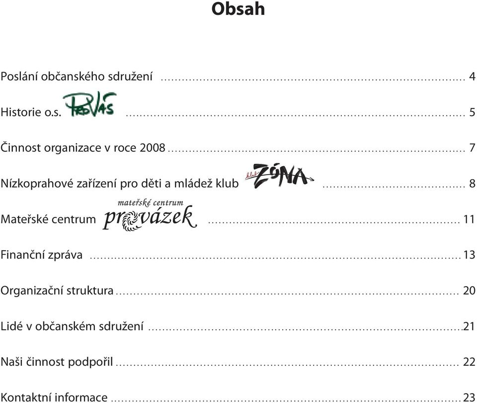 ....................................................................... 11 Finanční zpráva.......................................................................................................... 13 Organizační struktura.