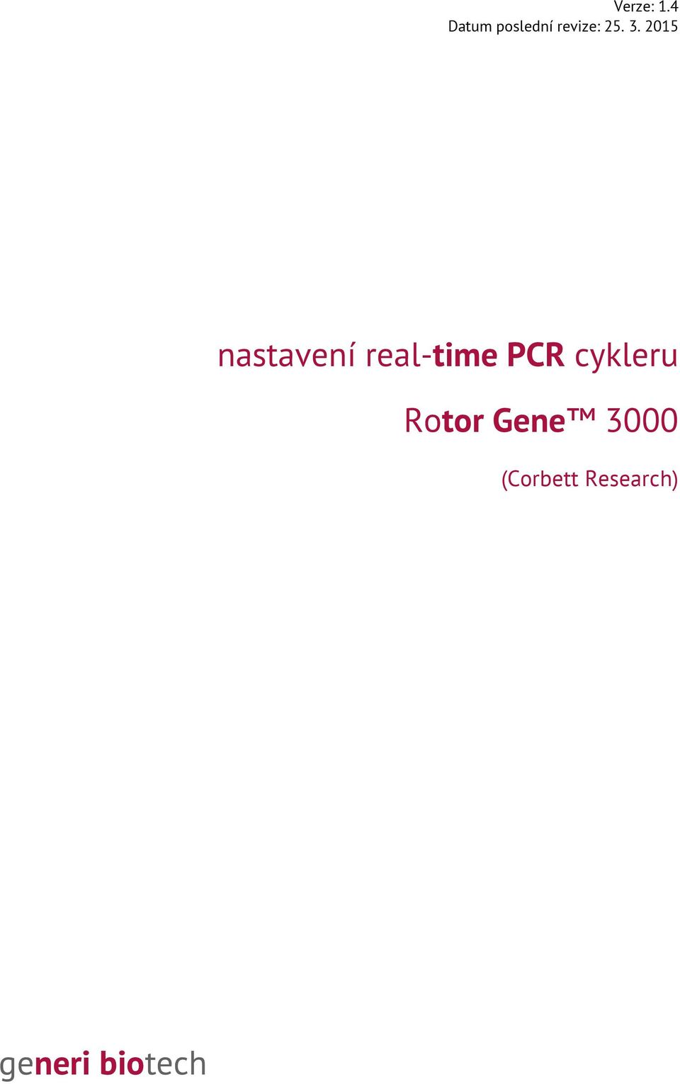 2015 nastavení real-time PCR