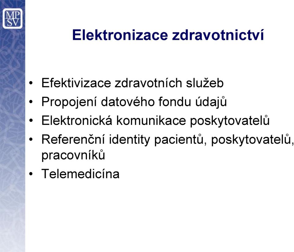 Elektronická komunikace poskytovatelů Referenční