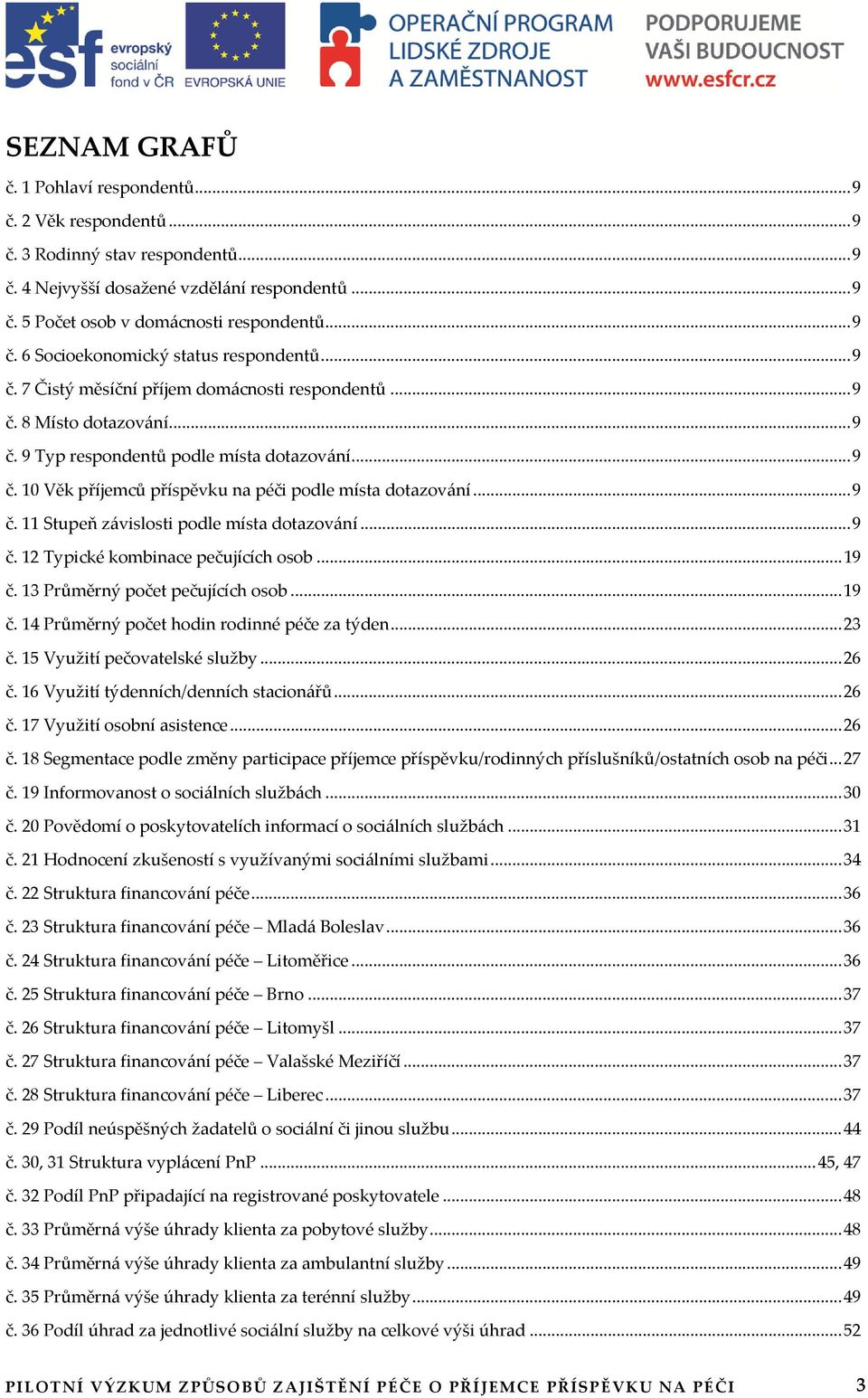 .. 9 č. 12 Typické kombinace pečujících osob... 19 č. 13 Průměrný počet pečujících osob... 19 č. 14 Průměrný počet hodin rodinné péče za týden... 23 č. 15 Využití pečovatelské služby... 26 č.