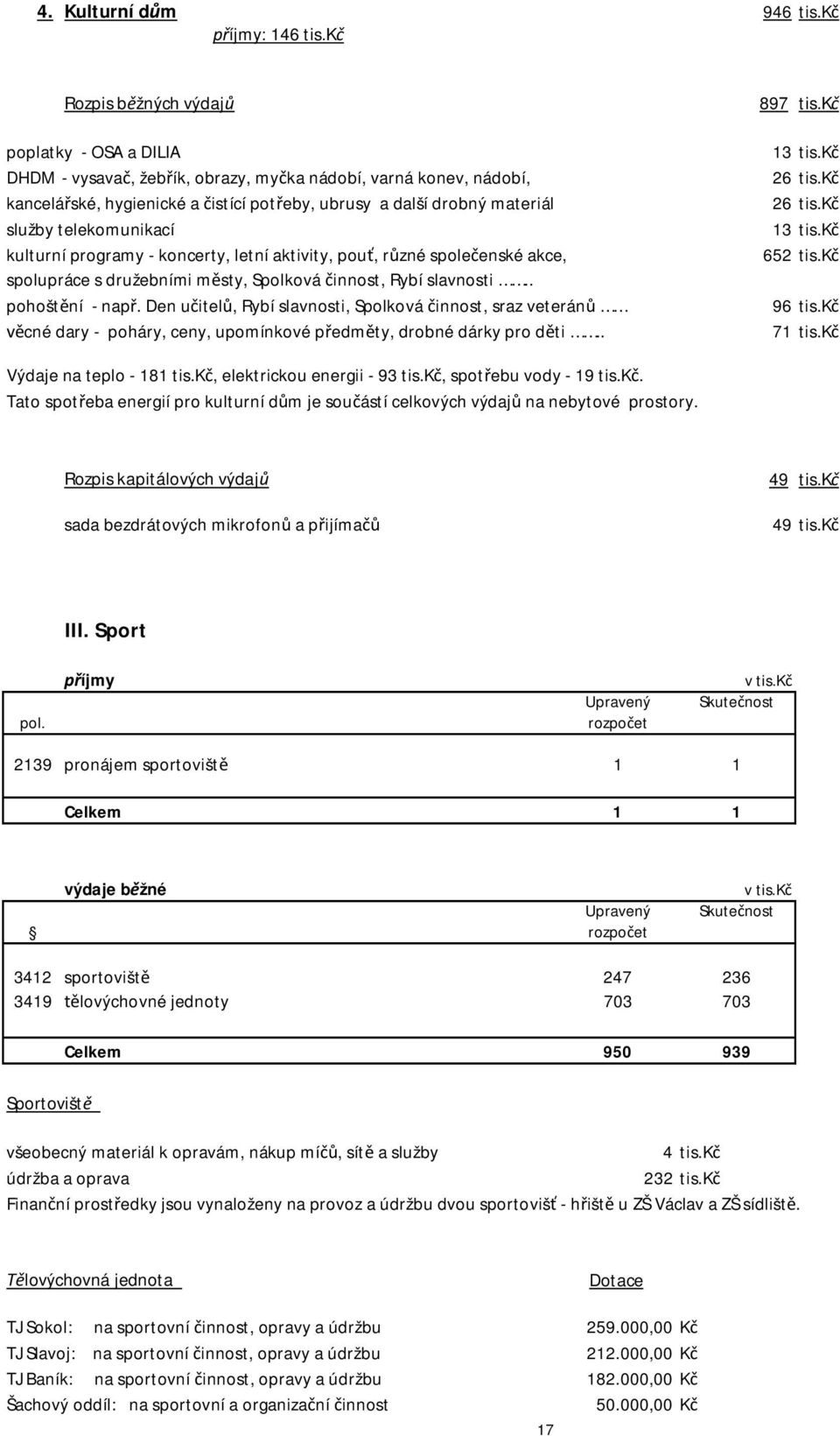 telekomunikací kulturní programy - koncerty, letní aktivity, pou, r zné spole enské akce, spolupráce s družebními m sty, Spolková innost, Rybí slavnosti.. pohošt ní - nap.