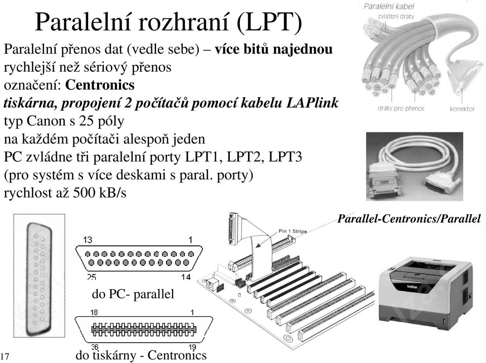 každém počítači alespoň jeden PC zvládne tři paralelní porty LPT1, LPT2, LPT3 (pro systém s více deskami