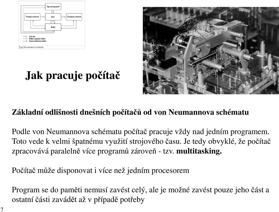 Je tedy obvyklé, že počítač zpracovává paralelně více programů zároveň - tzv. multitasking.