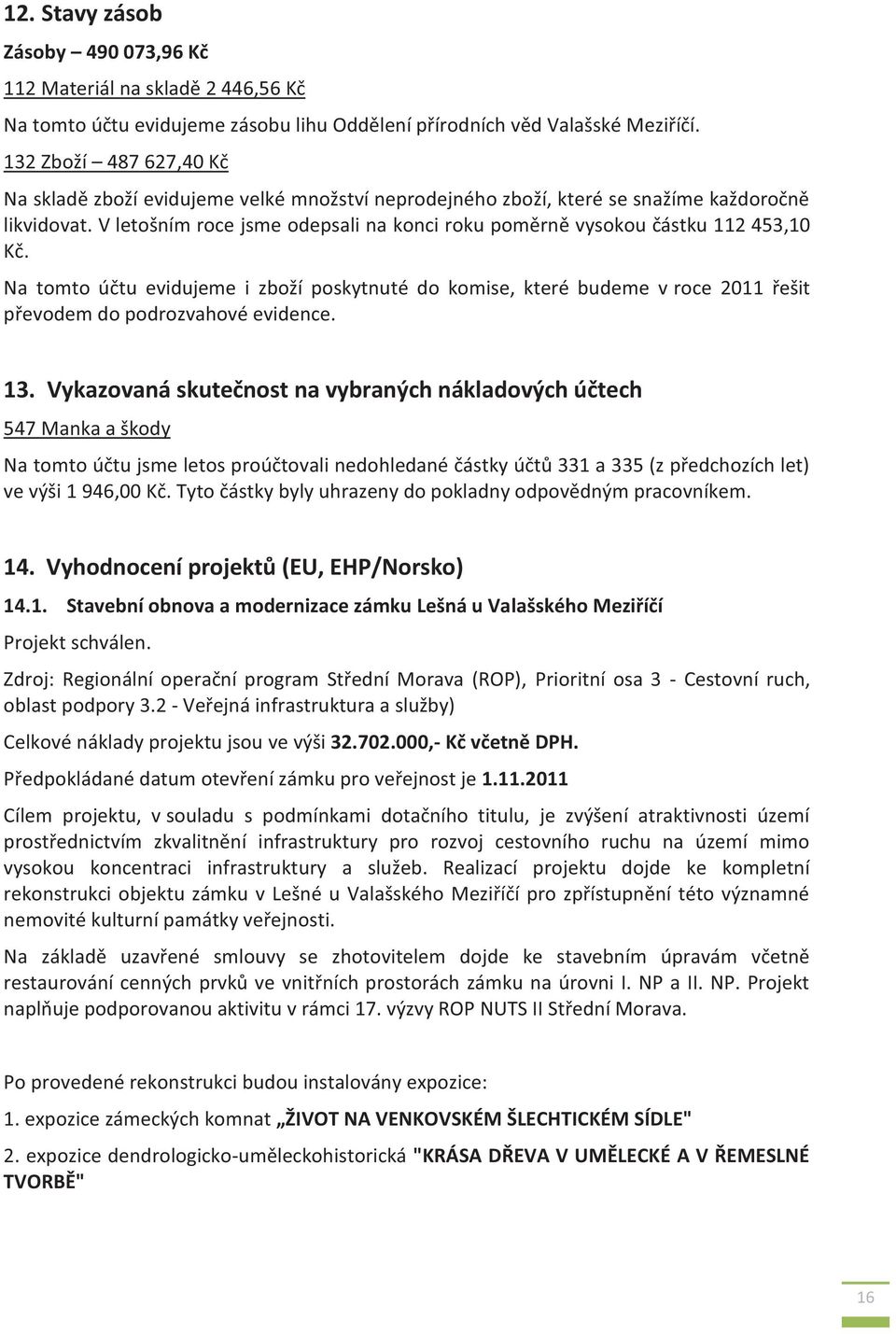 V letošním roce jsme odepsali na konci roku poměrně vysokou částku 112 453,10 Kč.