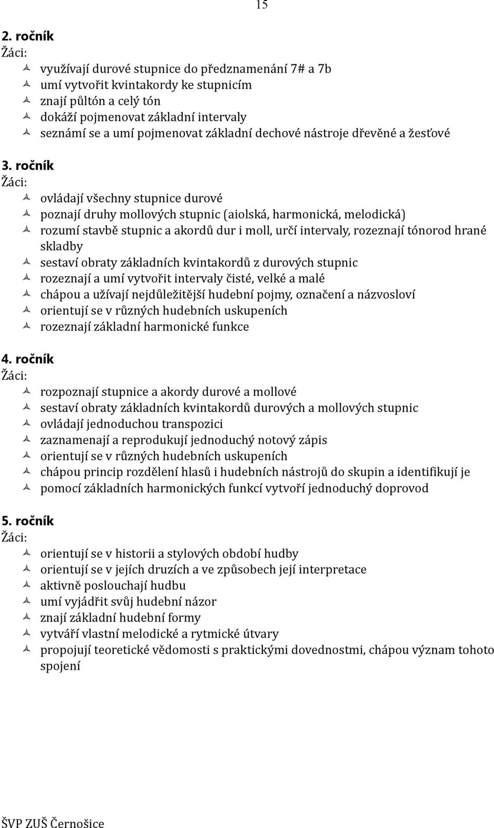 ročník Žáci: ovládají všechny stupnice durové poznají druhy mollových stupnic (aiolská, harmonická, melodická) rozumí stavbě stupnic a akordů dur i moll, určí intervaly, rozeznají tónorod hrané