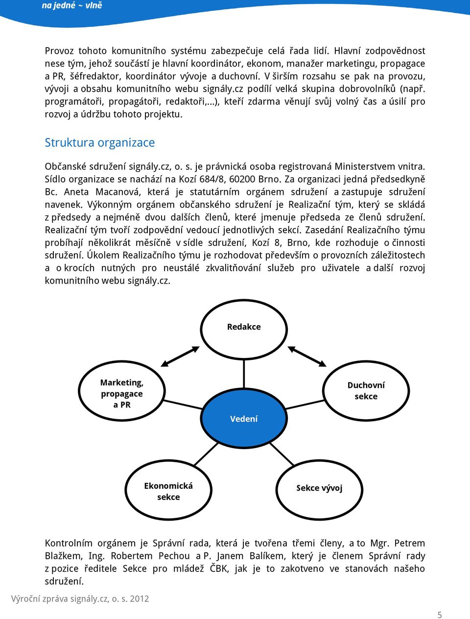 V širším rozsahu se pak na provozu, vývoji a obsahu komunitního webu signály.cz podílí velká skupina dobrovolníků (např.