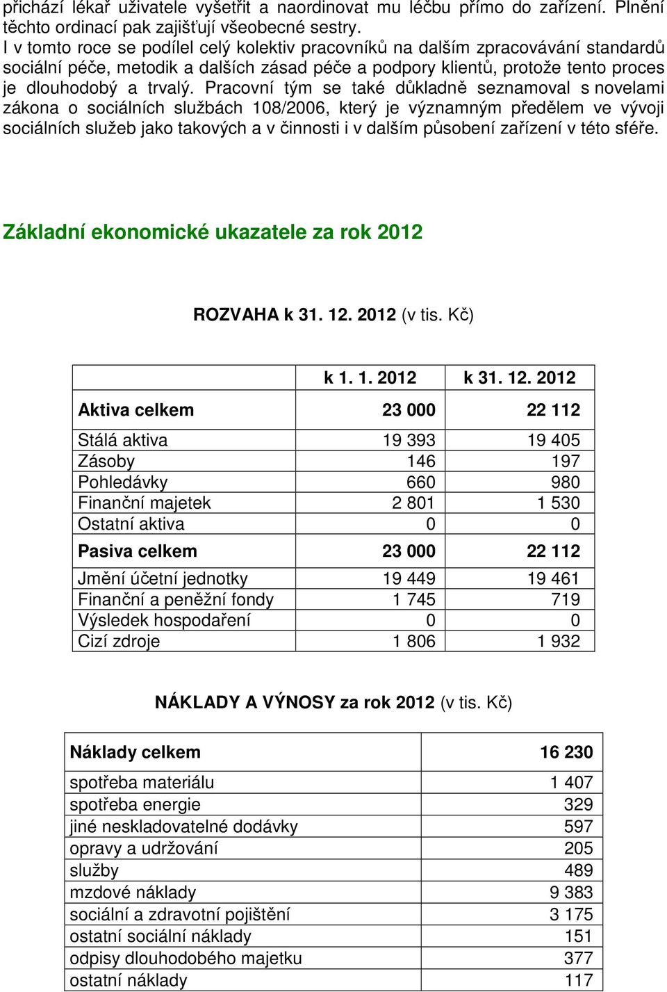 Pracovní tým se také důkladně seznamoval s novelami zákona o sociálních službách 108/2006, který je významným předělem ve vývoji sociálních služeb jako takových a v činnosti i v dalším působení