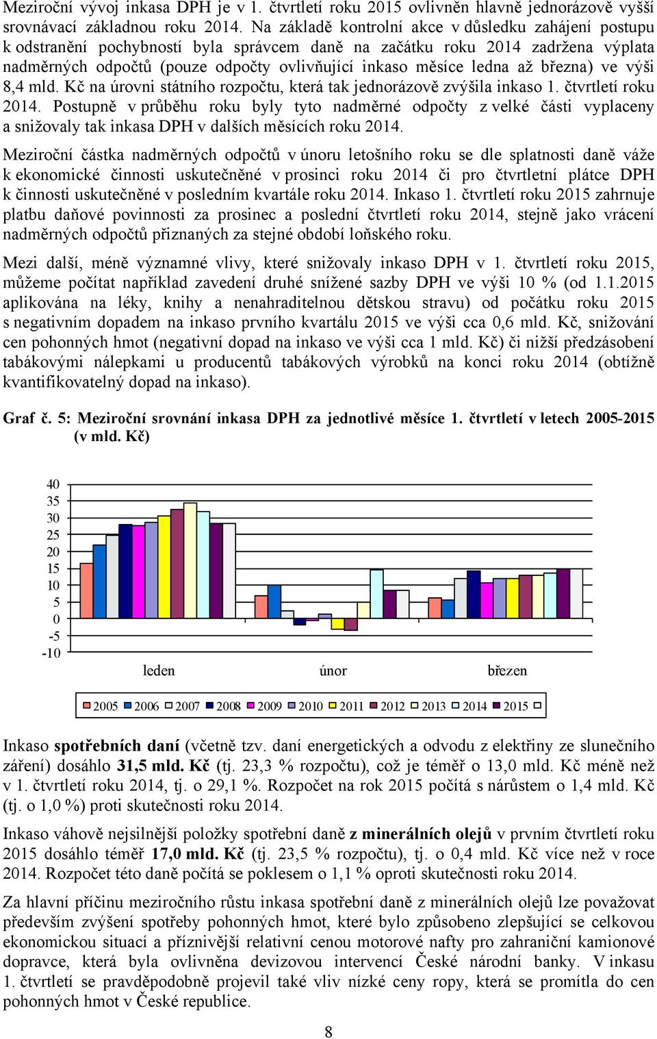 ledna až března) ve výši 8,4 mld. Kč na úrovni státního rozpočtu, která tak jednorázově zvýšila inkaso 1. čtvrtletí roku 2014.